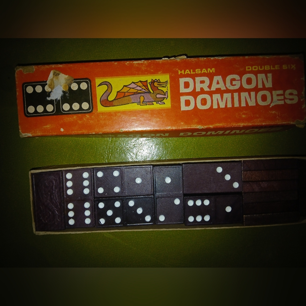 Dragon Dominoes ~ Vintage Halsam Double Six Complete Set #622 Playskool
